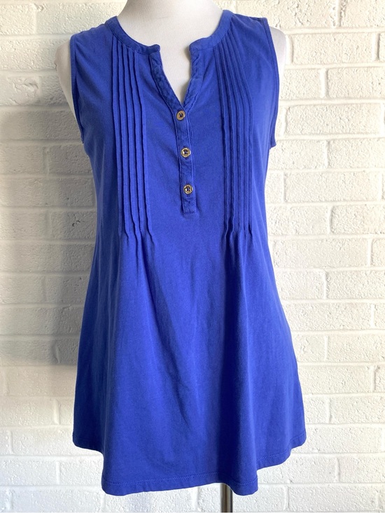 Lilly Pulitzer Tops - Lilly Pulitzer Sleeveless Pintuck Henley Top Tunic BlouseCobalt Blue Small Beach